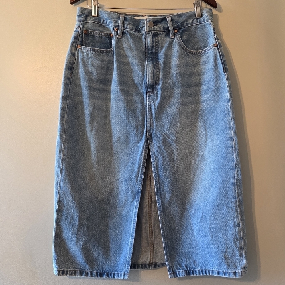 Aritzia Denim Forum The '90s Halle Midi Pockets Jean Women's Denim Skirt Size 31 - Picture 8 of 16
